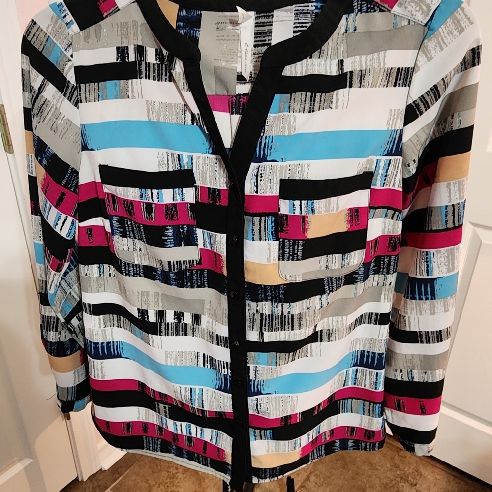 NY Collection Multicolor Striped Blouse